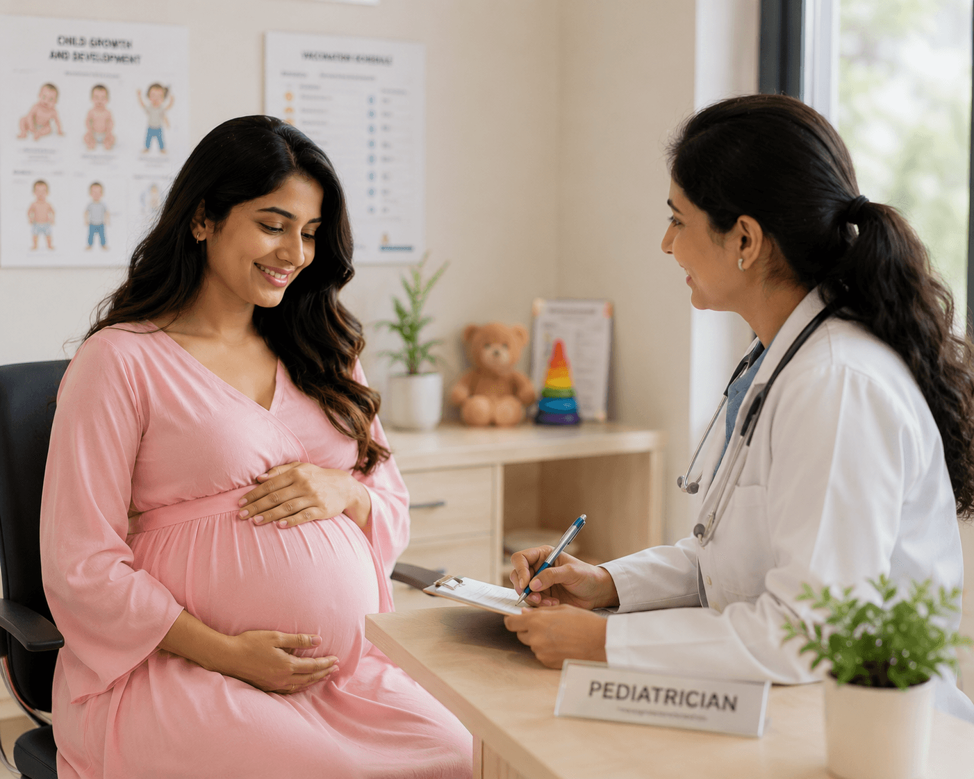 A verified paediatrician conducting a newborn home visit in Chennai
