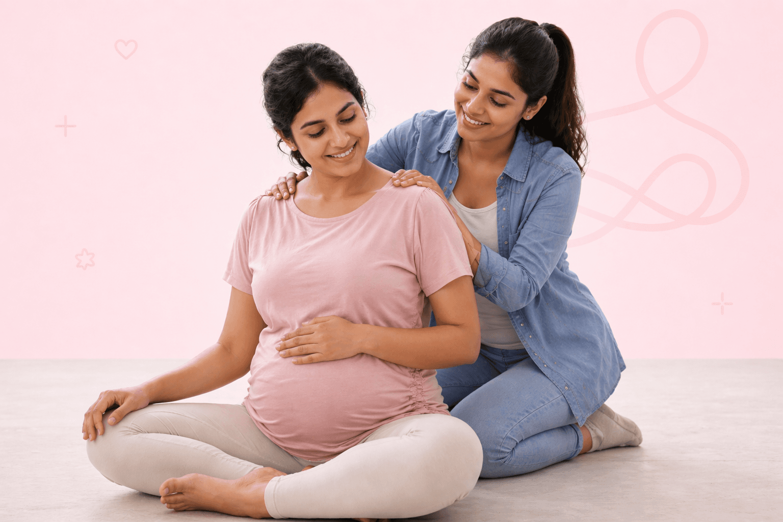 Mother practising yoga