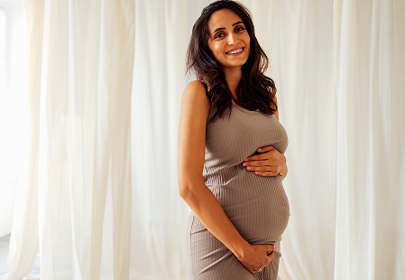 Pregnant woman in peaceful setting