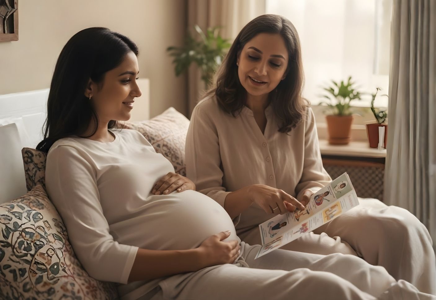 Pregnant woman in peaceful setting